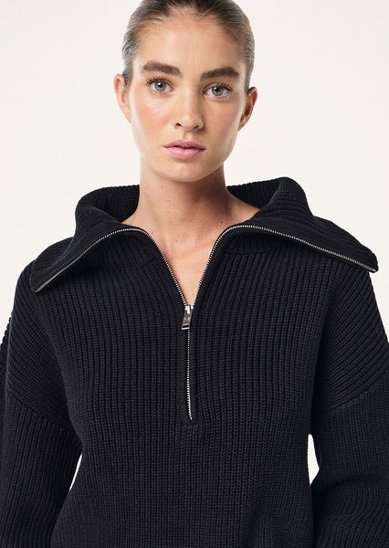 Women's P.E Nation High Season Zip Neck Knit in Black — view 6