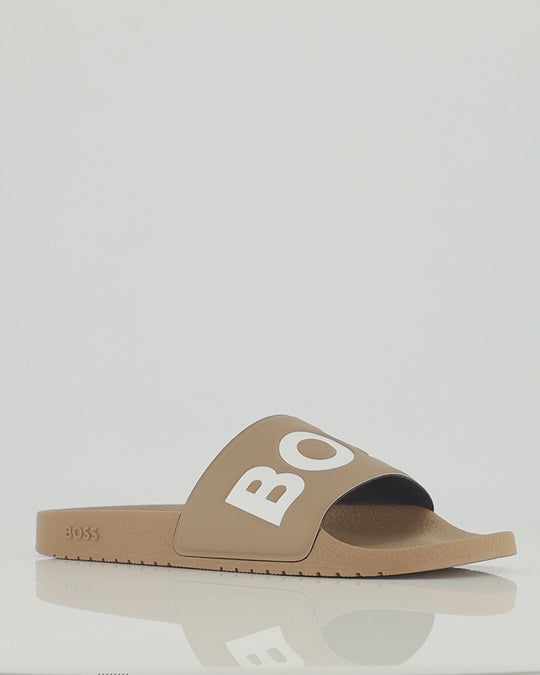 Mens BOSS Black Aryeh_Slid_npvlg Medium Beige Slides