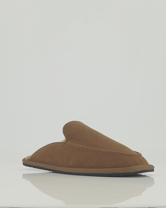 Mens BOSS Black Home_Mule_msfr Dark Brown Slippers
