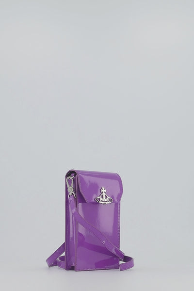 Women's Vivienne Westwood Purple Patent Crossbody Phone Bag Video From OD's Designer Clothing
