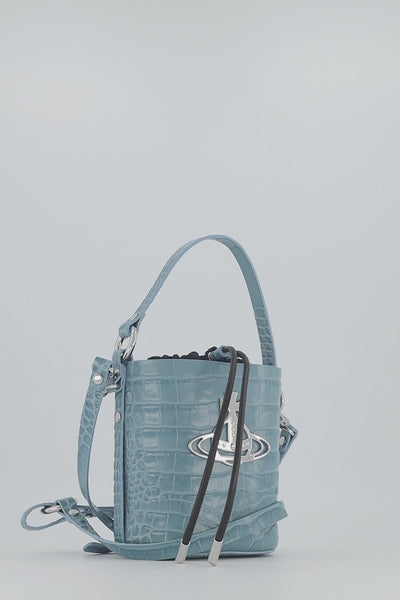 Women's Vivienne Westwood Blue Daisy Drawstring Bucket Bag On Video From OD's Designer Clothing