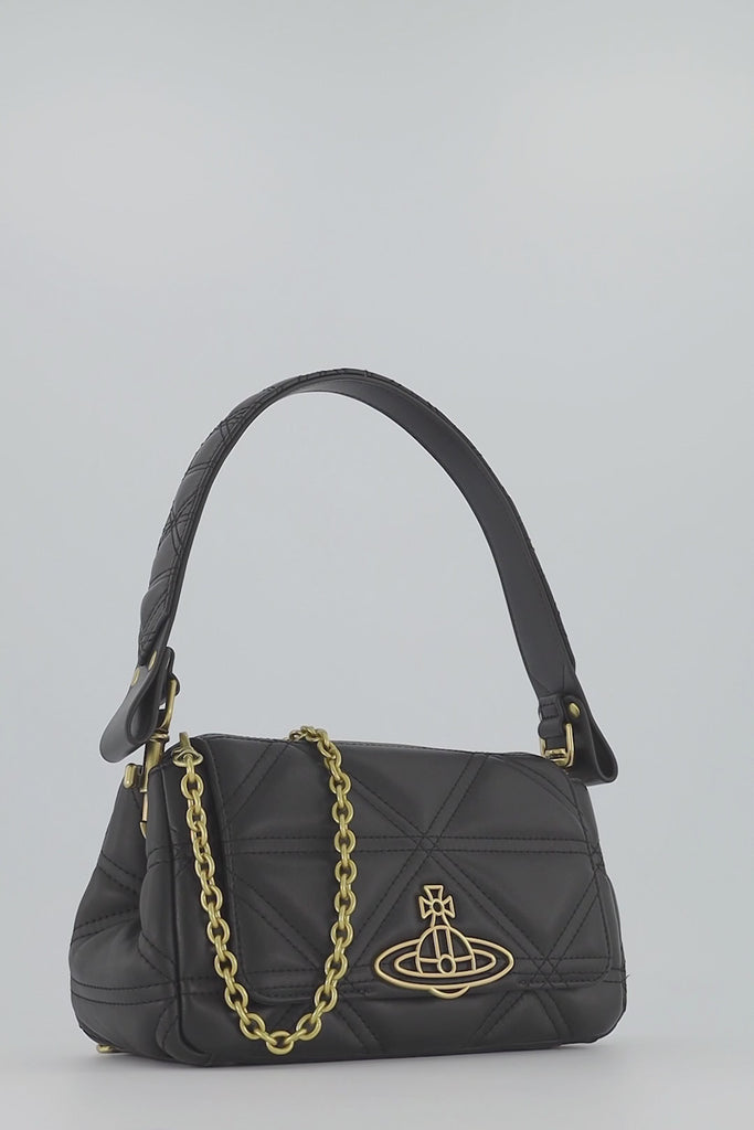 Women s Vivienne Westwood Black Hazel Medium Harlequin Quilted Bag ODs Designer Clothing