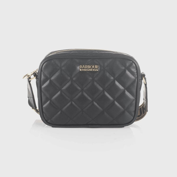 Women's Barbour International Black Quilted Sloane Crossbody Bag
