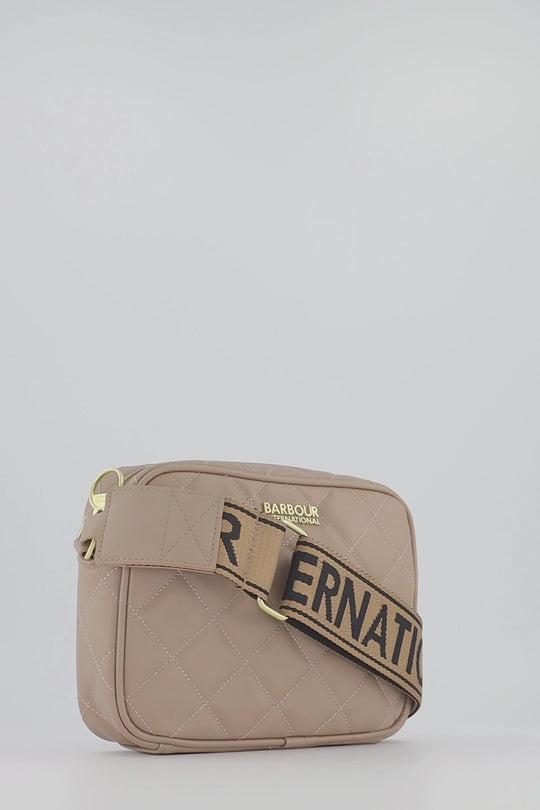 Women's Barbour International Camel Quilted Sloane Crossbody Bag