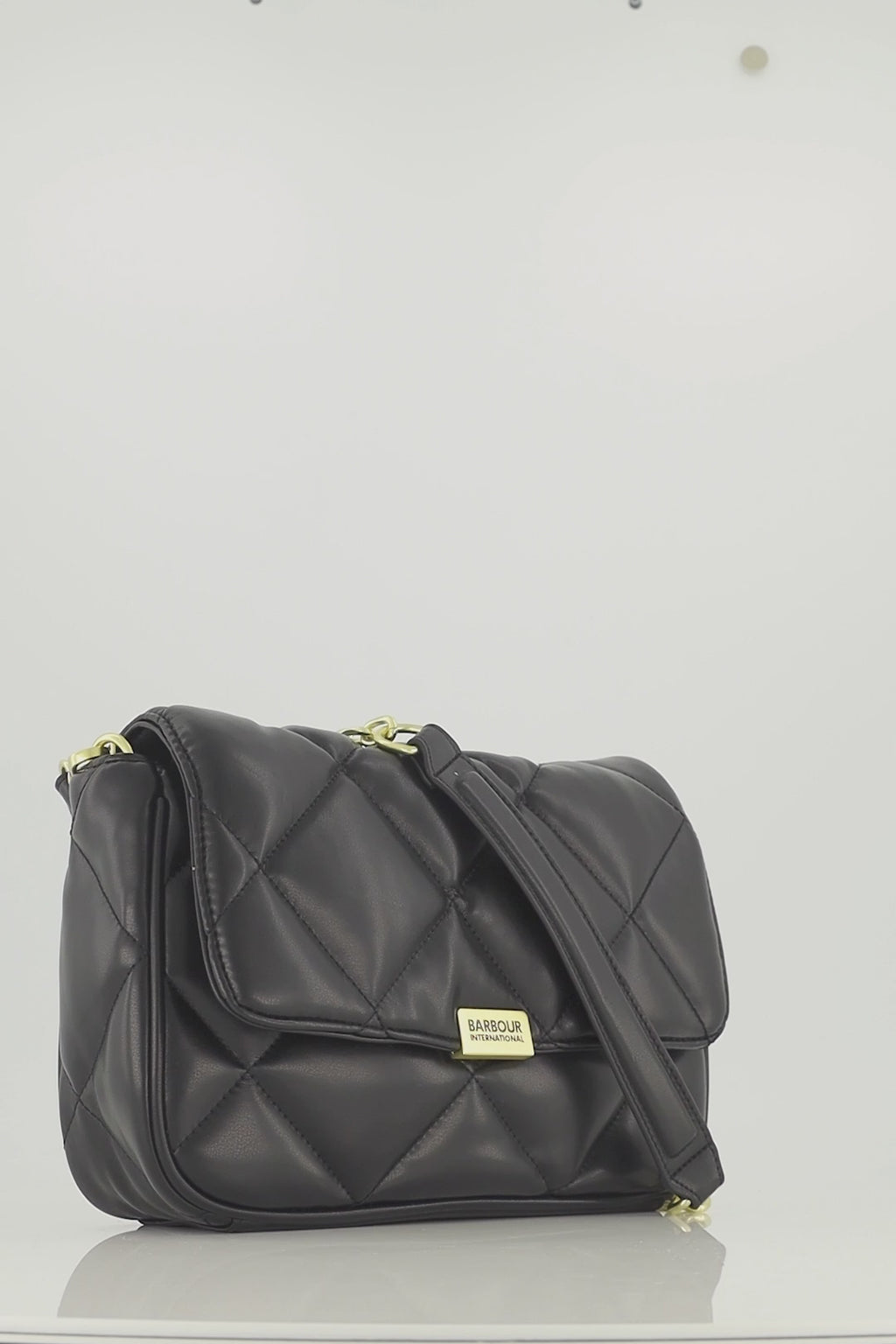Women's Barbour International Soft Quilted Shoulder Bag in Black
