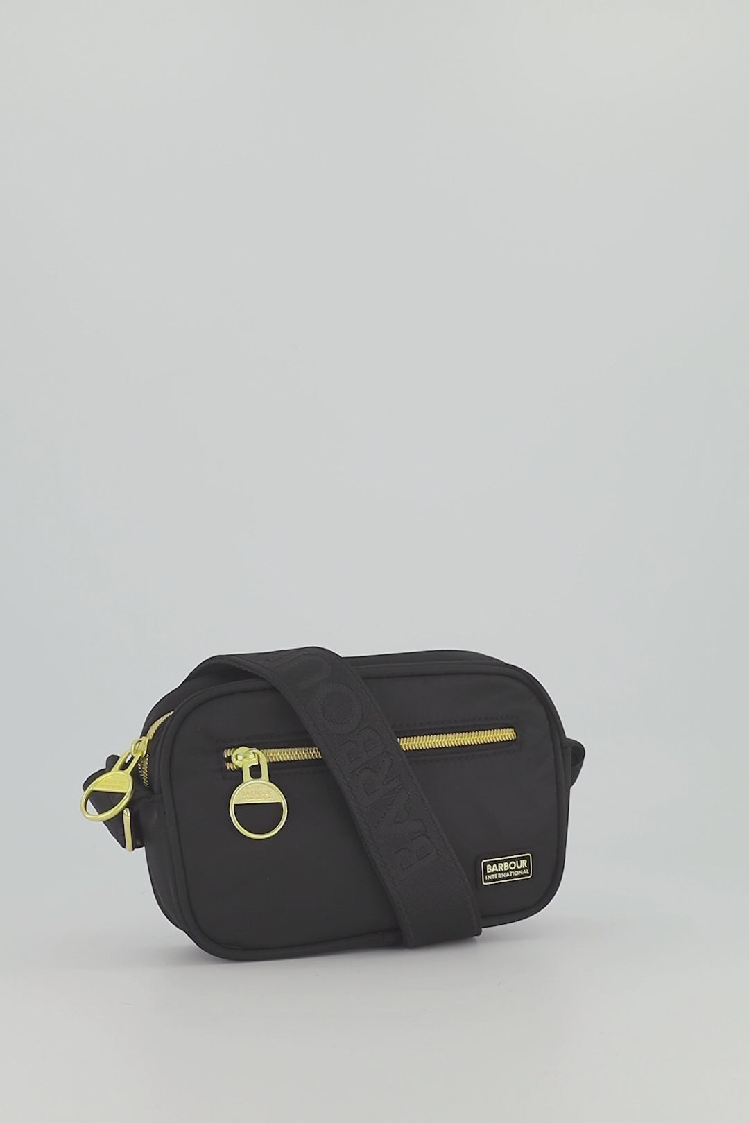 Women's Barbour International Qualify Micro Crossbody Bag in Black
