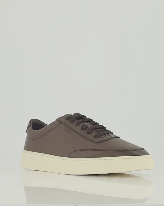 Mens BOSS Black Kieran_Tenn_buox Dark Brown Trainers