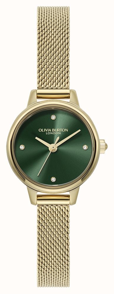 Olivia Burton Ladies Mini Classic Forset Green Dial Mesh Bracelet Watch Stainless Steel Gold Plated by Olivia Burton