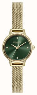 Olivia Burton Ladies Mini Classic Forset Green Dial Mesh Bracelet Watch Stainless Steel Gold Plated by Olivia Burton