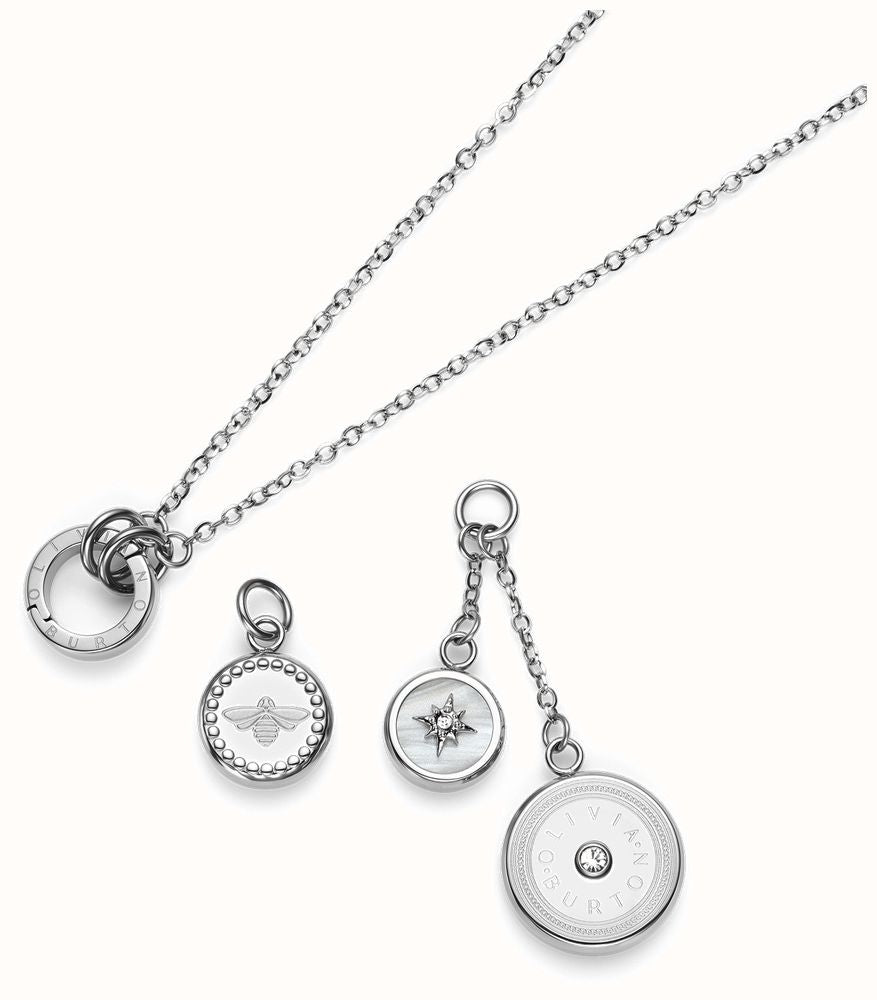 Olivia Burton Bee and North Star Charm Necklace Stainless Steel by Olivia Burton