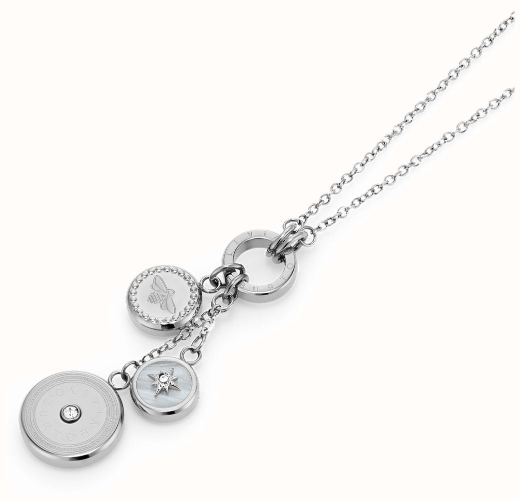 Olivia Burton Bee and North Star Charm Necklace Stainless Steel by Olivia Burton
