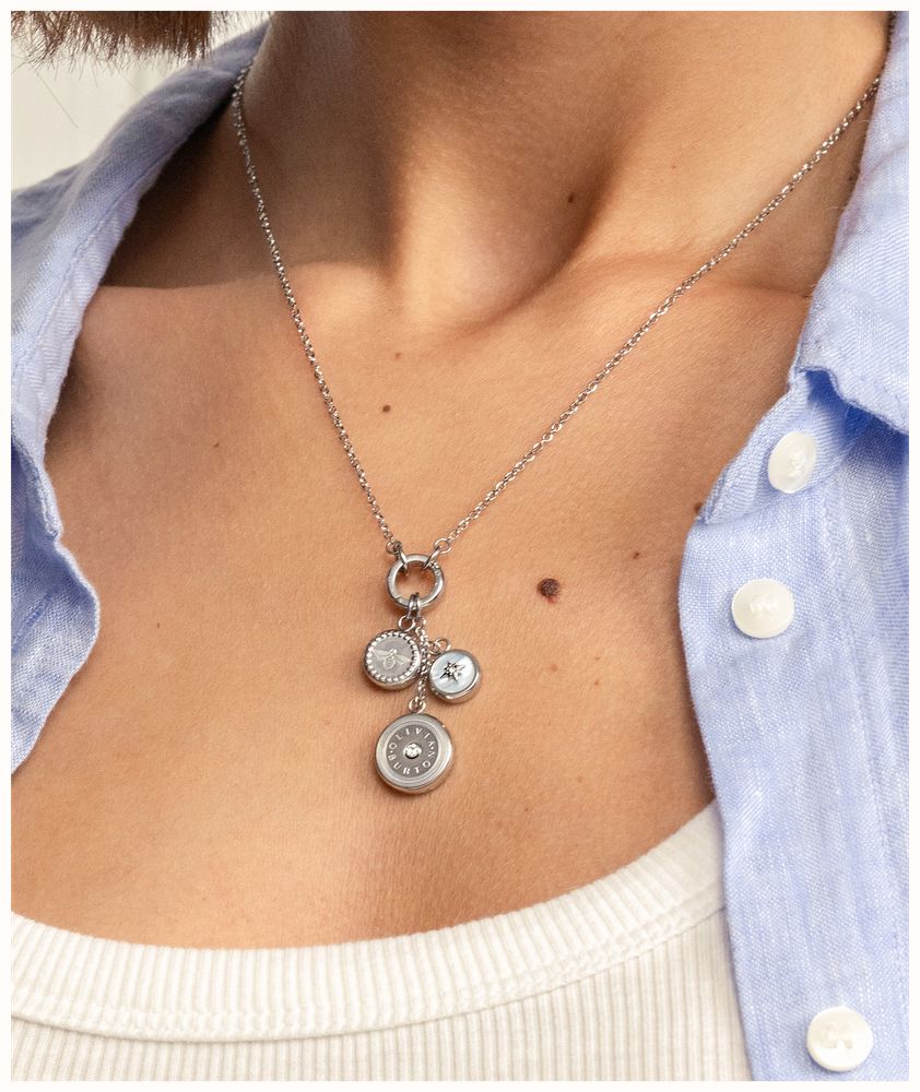 Olivia Burton Bee and North Star Charm Necklace Stainless Steel by Olivia Burton