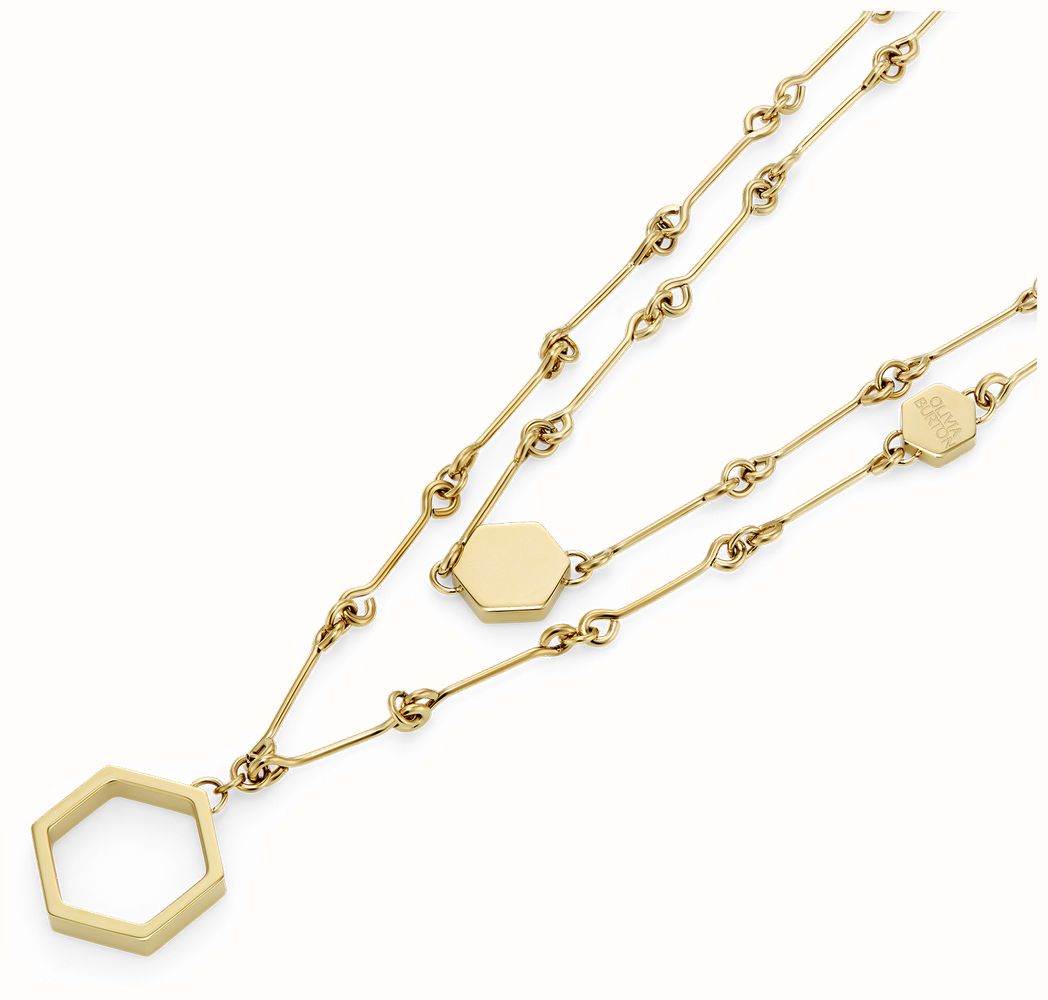 The Olivia Burton Honeycomb Double Layered Necklace, gold plated stainless steel necklace from Olivia Burton, at OD’s Jewellers in St Helens