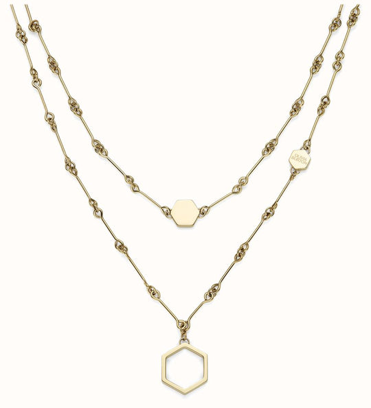 Olivia Burton Honeycomb Double Layered Necklace Stainless Steel Gold Plated