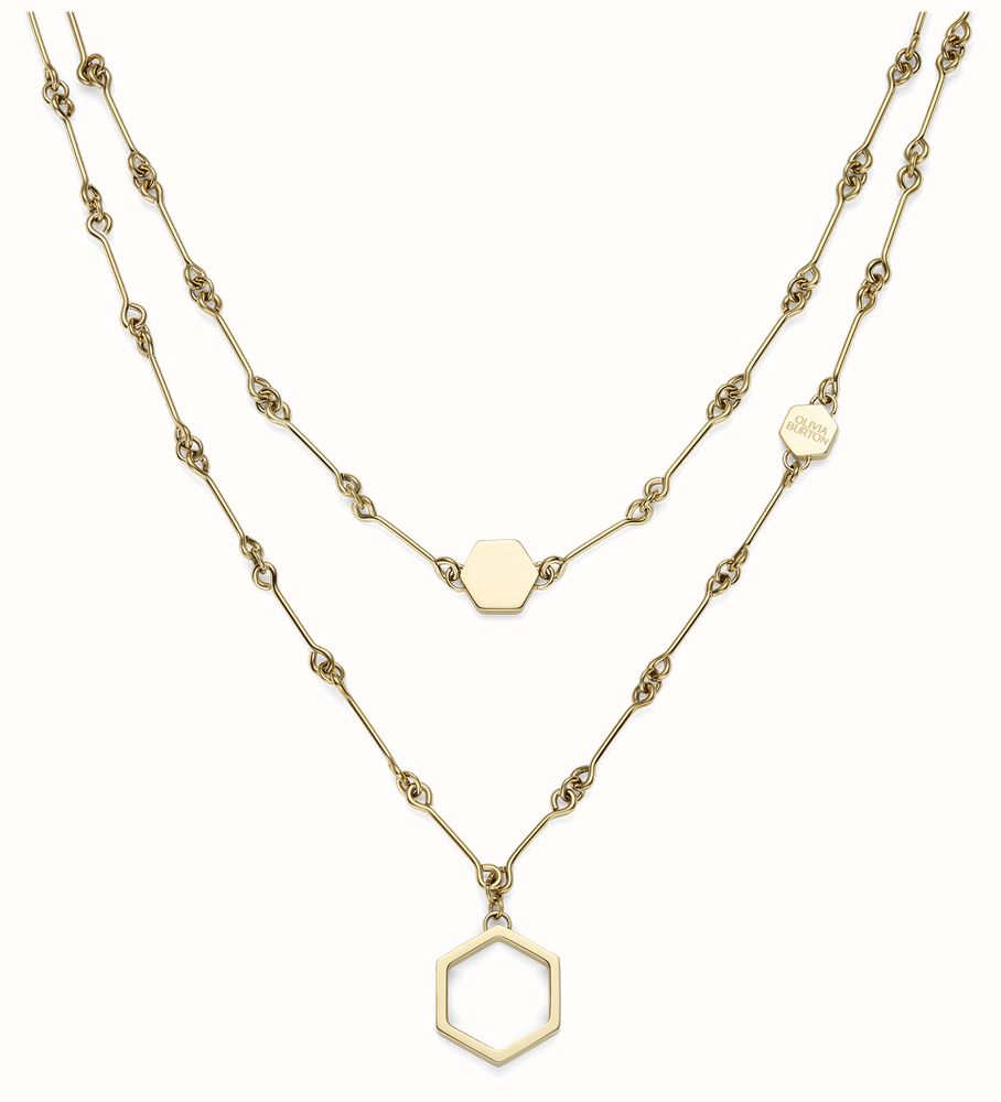 The Olivia Burton Honeycomb Double Layered Necklace, gold plated stainless steel necklace from Olivia Burton, at OD’s Jewellers in St Helens