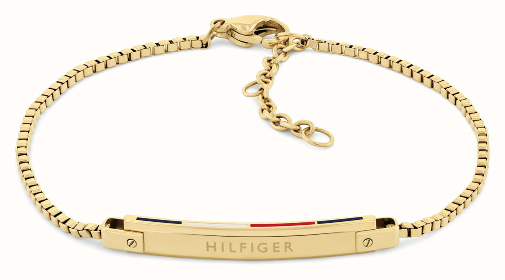 Tommy Hilfiger Ladies Linear ID Bracelet Stainless Steel Gold Plated by Tommy Hilfiger