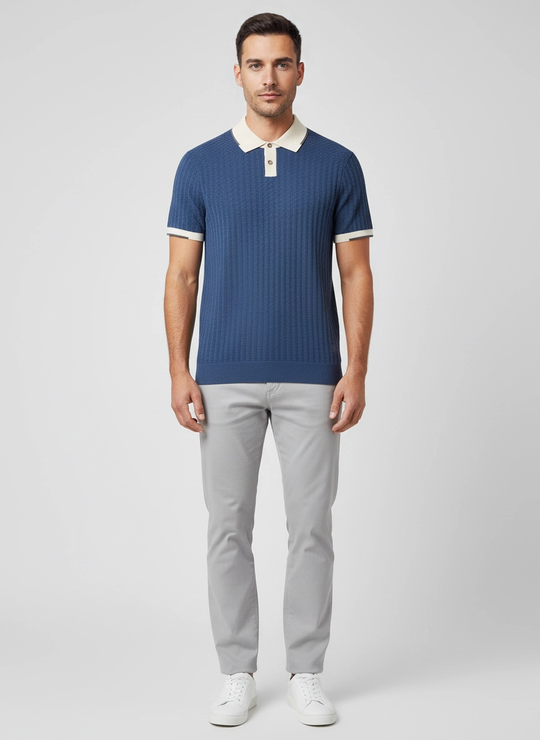 Mens Paul Smith SWEATER SS POLO Indigo Knitwear