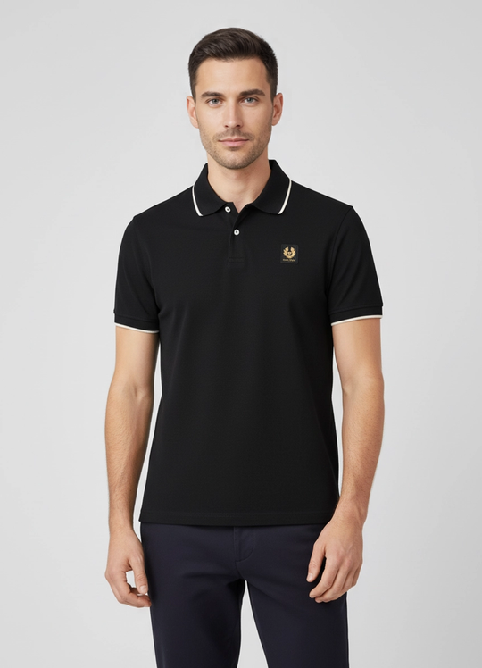 Men's Belstaff Black Tipped Polo Shirt