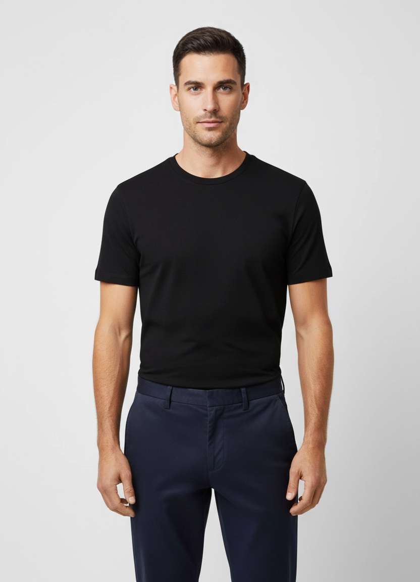 Mens BOSS Black T Shirt RN 3P Classic 3Pack T Shirts on model