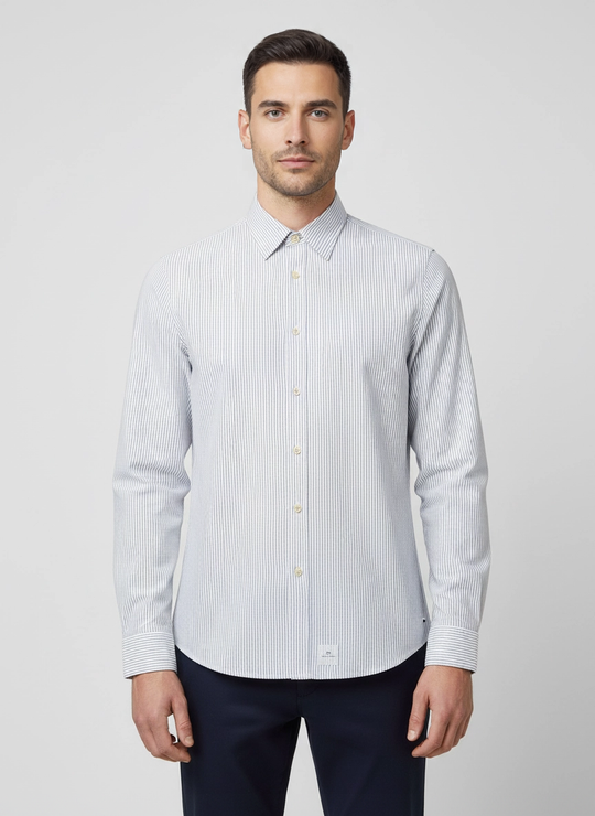 Men's Paul Smith White Stripe Long Sleeve Shirt