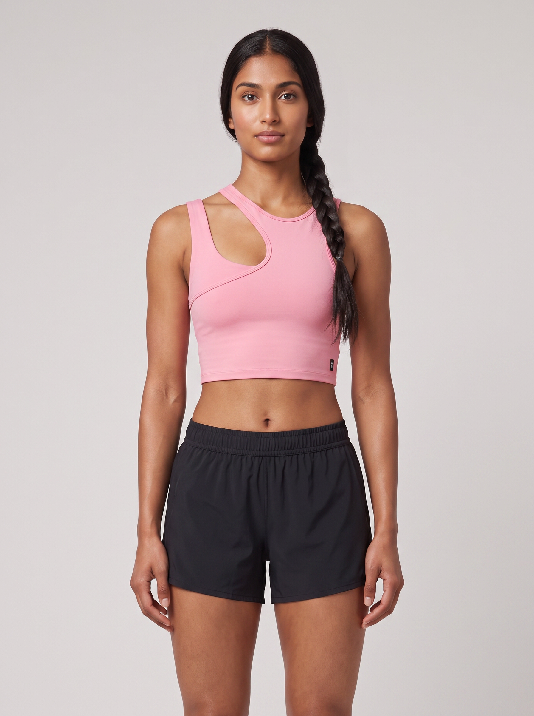 Women's On Running Studio Asymmetric Crop 1 Magnolia — on model