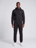 Men's On Running Black Focus Tech Zipped Hoodie & Focus Tech Pant Tracksuit Set — on model