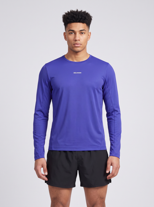 Mens Salomon SHKout CORE LS TEE Clematis Blue T Shirt