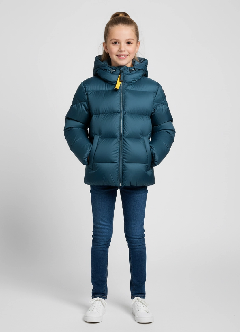 Girls Parajumpers Tilly Jacket in Interstellar Blue on model