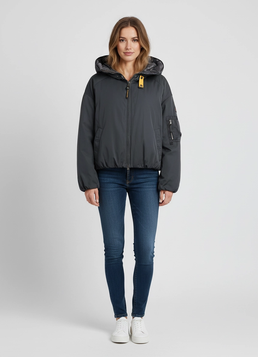 Women's Parajumpers Naadz Pencil Hooded Bomber Jacket on model