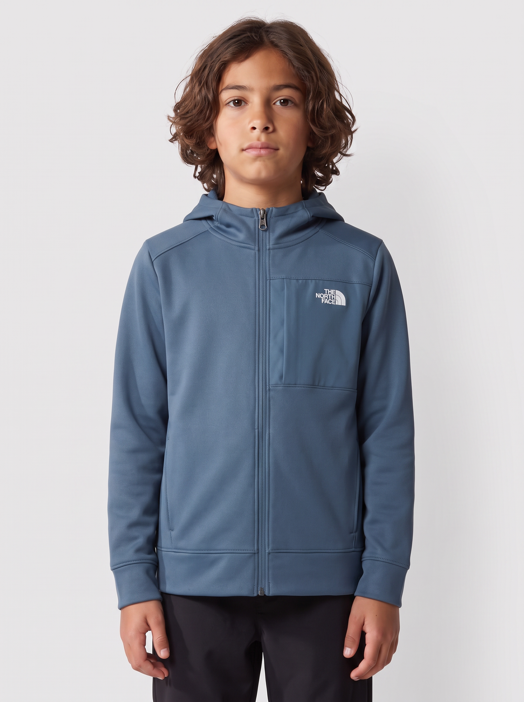 Teen The North Face Performance Fleece Full Zip Jacket Granite — on model