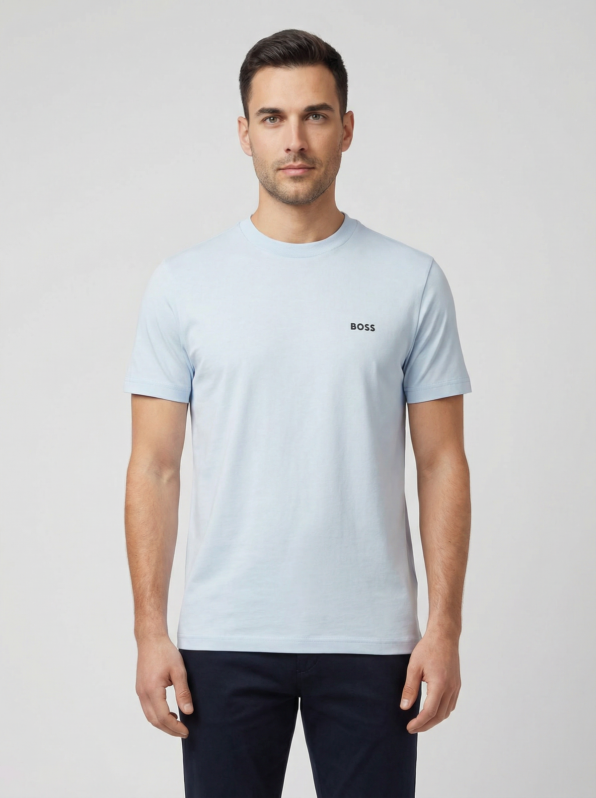 BOSS Green Tee Open Blue T Shirt - Model Shot