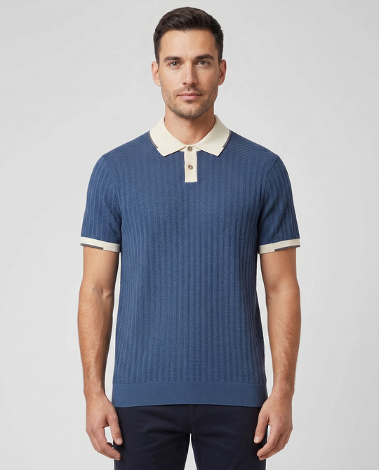 Mens Paul Smith SWEATER SS POLO Indigo Knitwear