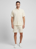 Mens Les Deux Ivory Charlie SS Shirt & Short Set front view on model