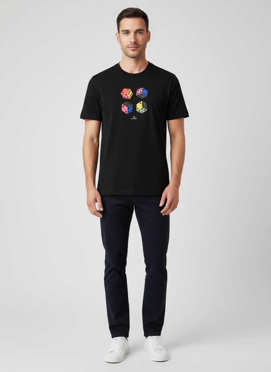 Mens Paul Smith Dice Print Black T Shirt