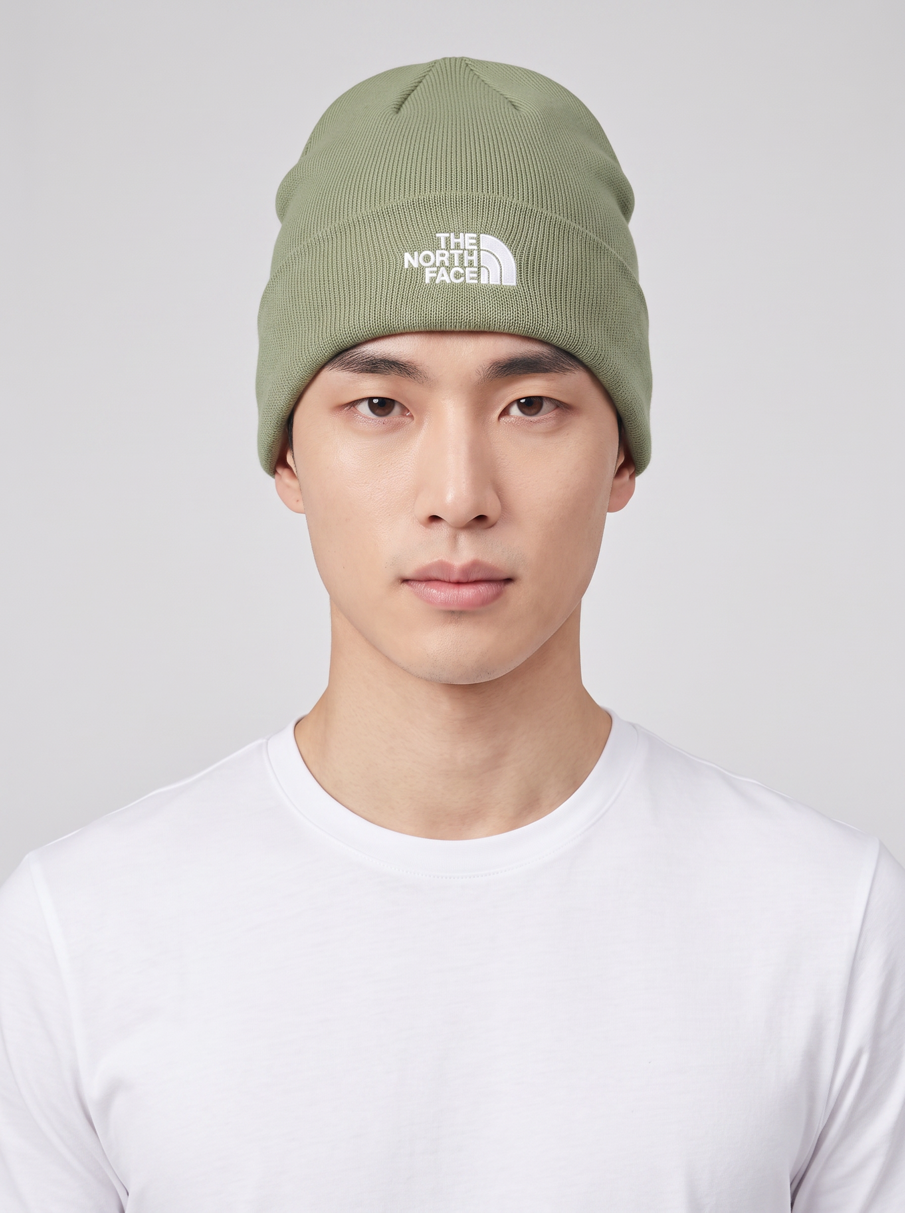 Mens The North Face Norm Bark Mist Green Hat — on model
