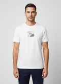 Mens BOSS Green Tee Stripe Zone White T Shirt on model