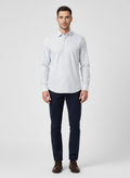 Mens BOSS Black P-HANK-kent-C1-222 Pastel Blue Slim Fit Shirt on model