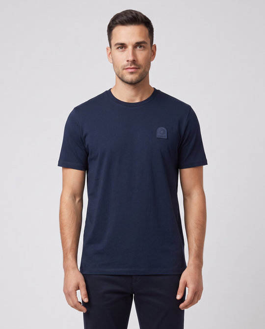 Men's Sandbanks Rubberised Badge Logo Navy T Shirt