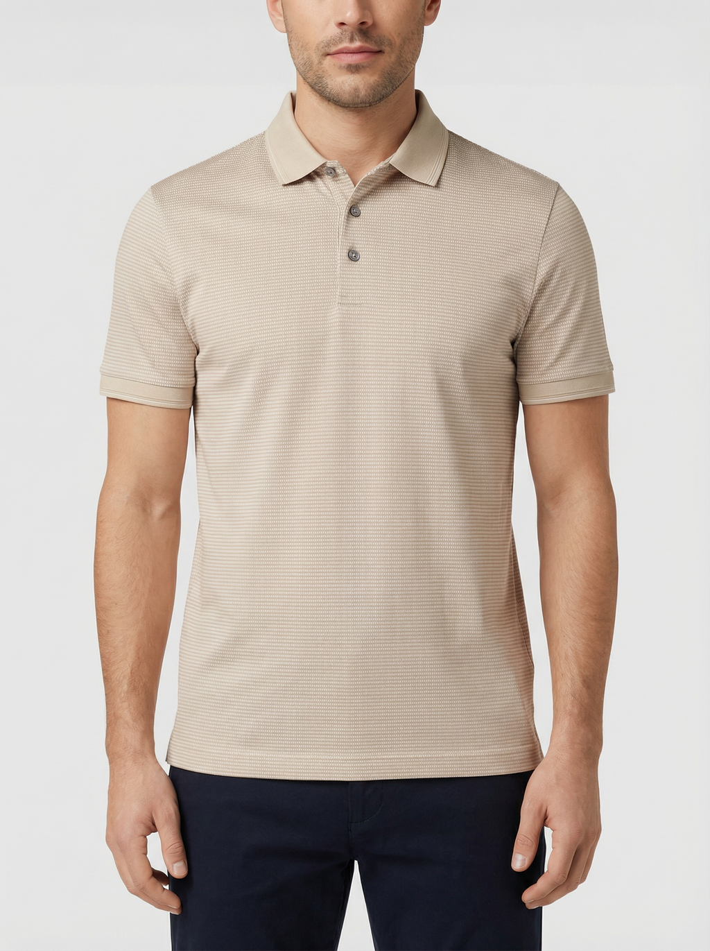 BOSS Black H-Parlay 242 Open Beige Polo Shirt - Model Shot