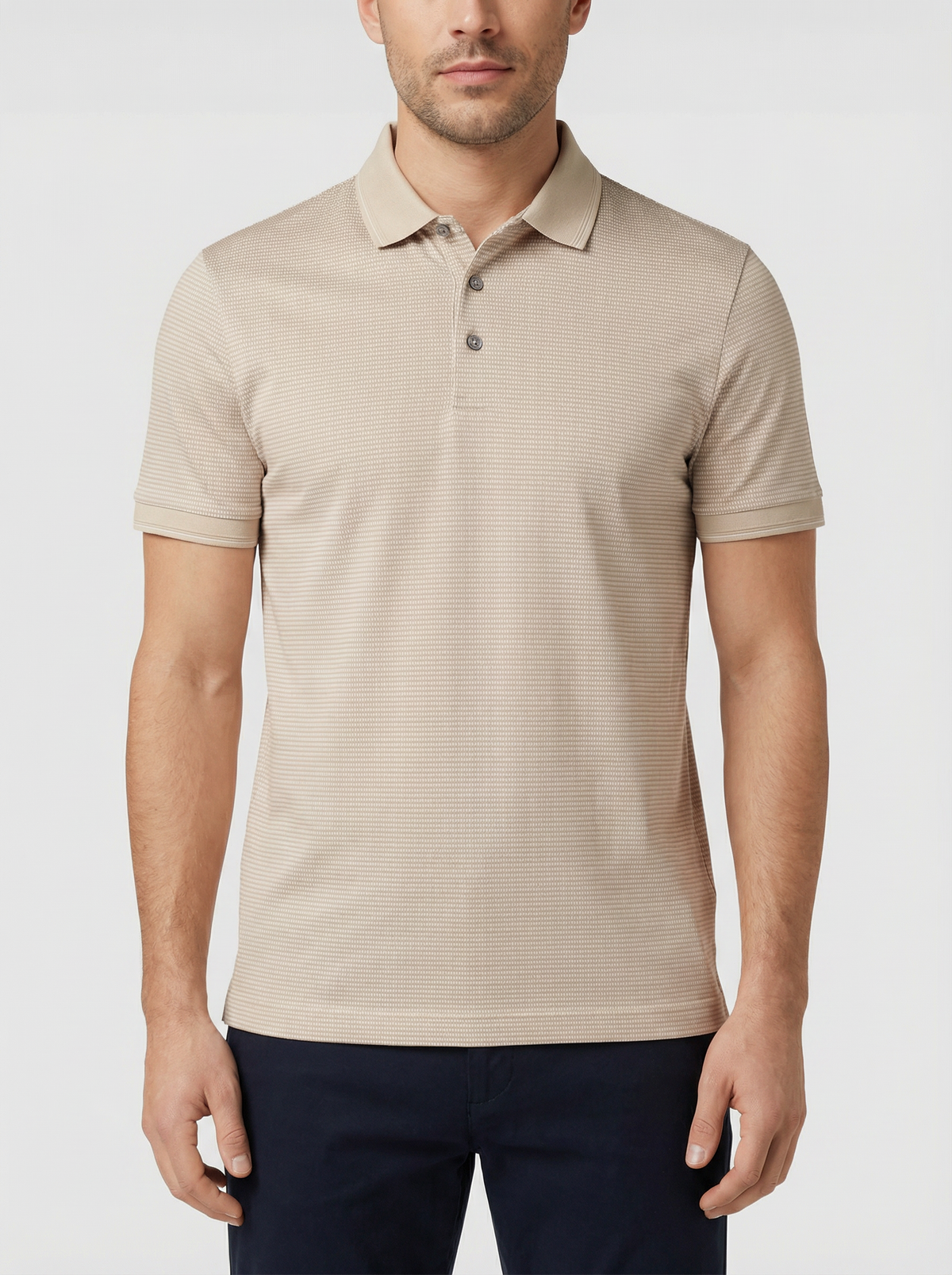 BOSS Black H-Parlay 242 Open Beige Polo Shirt - Model Shot