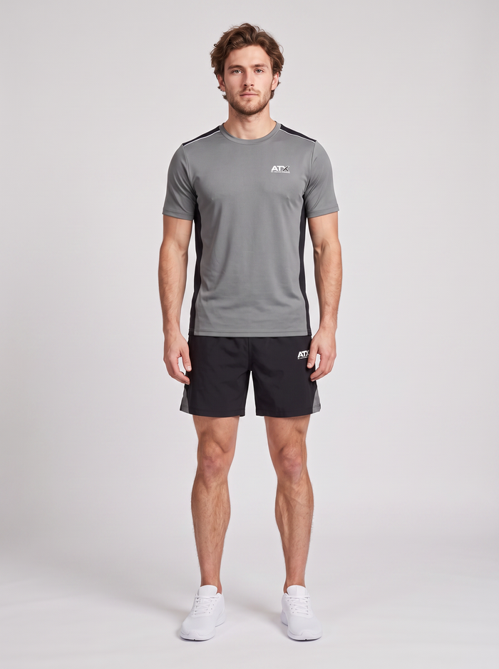 Men's ATX Cascade T-Shirt in Grey/Black & Drift Short in Black/Grey Set