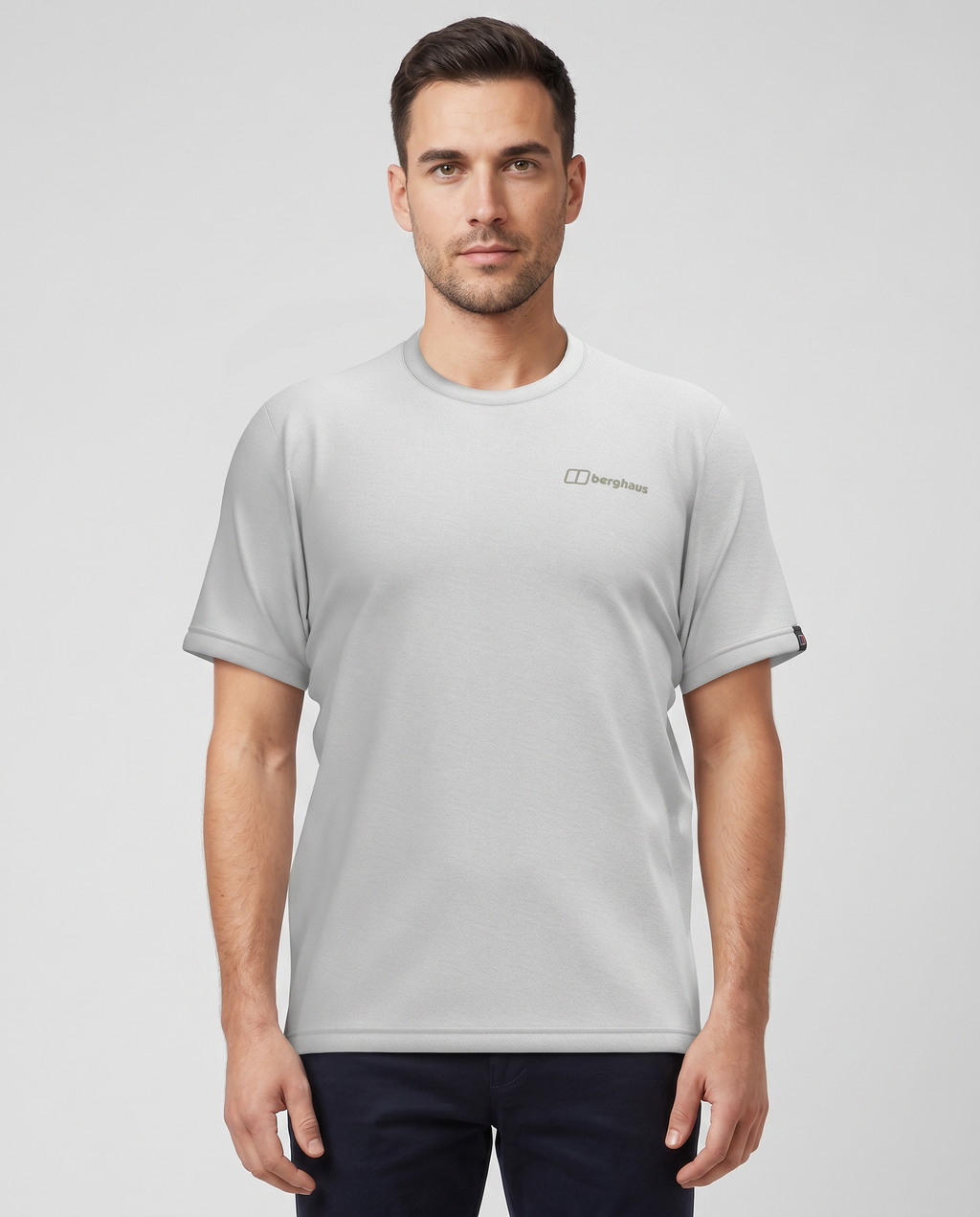 Men's Berghaus White Geo-Mountaintry Essential T Shirt — on model