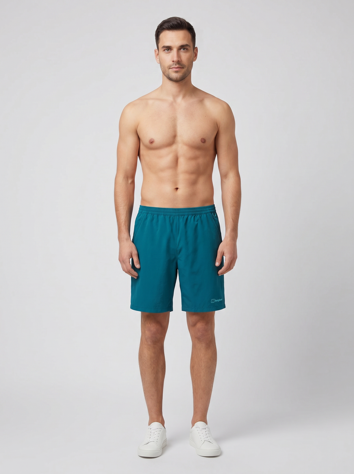 Men's Berghaus Light Blue Wandermoor Wind Short — on model