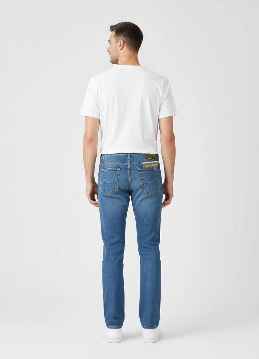 Men's Jacob Cohen 10oz Blue Denim 5 Pocket Stretch Slim Fit Bard Jeans