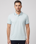 BOSS Black H-Phillipson 195 Open Blue Polo Shirt — on model