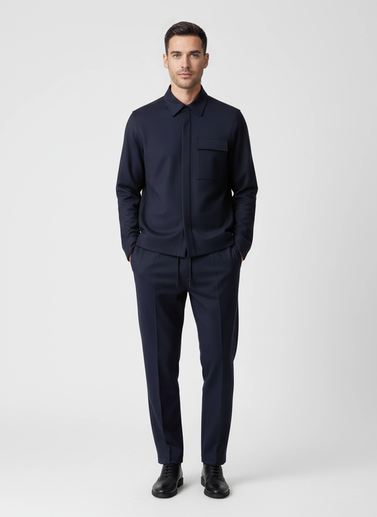 Men's Gran Sasso Navy Button Up Technical Overshirt & Technical Drawstring Trouser Set
