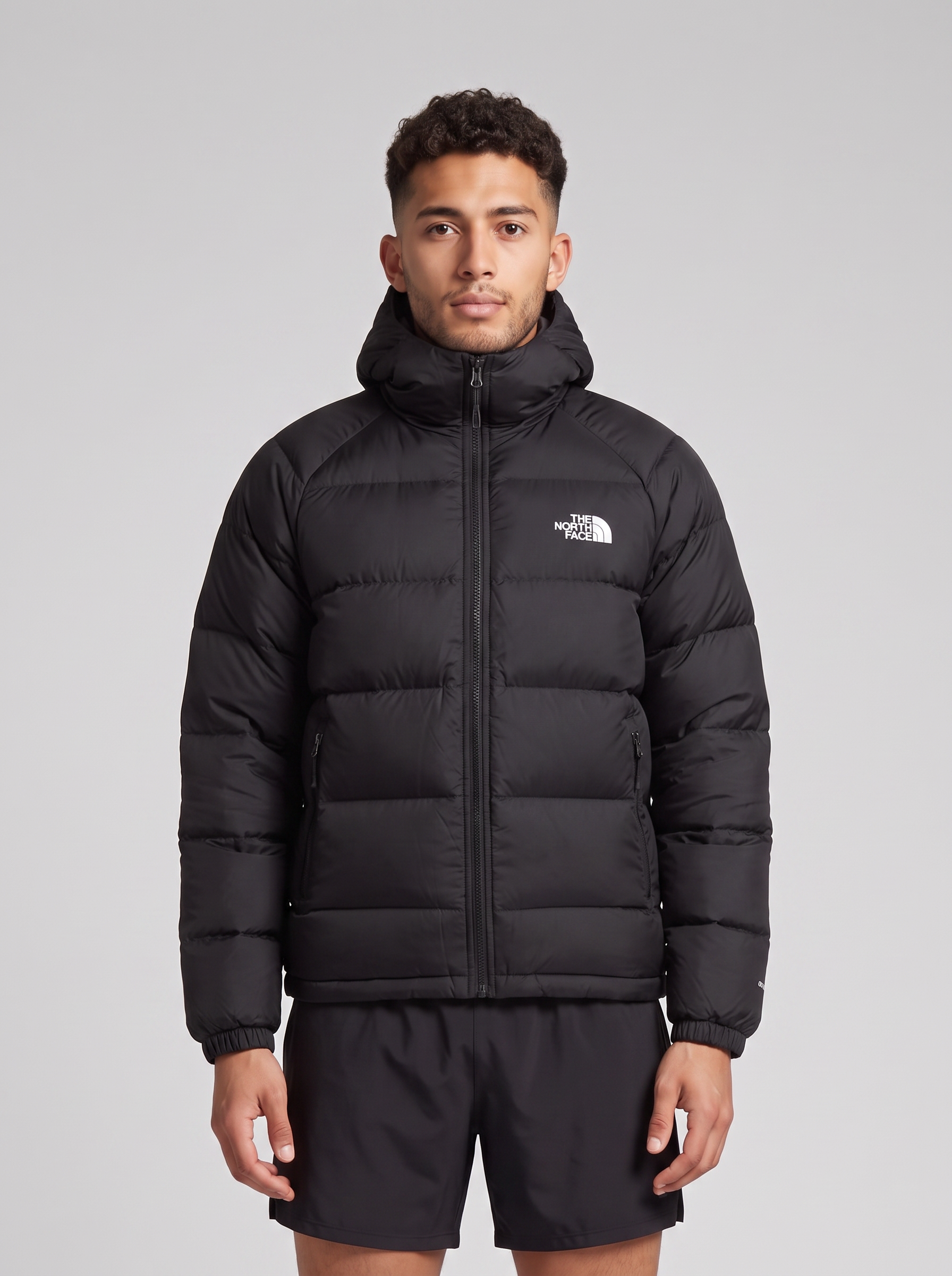 Mens The North Face Hydrnlte Down Hoody Black Jacket — on model