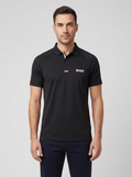 BOSS Green PL_GOC Paddytech Black Polo Shirt - Model Shot
