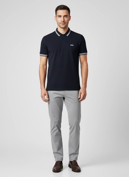 Mens BOSS Green Paddy Dark Blue Polo Shirt