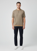Men's Pal Zileri Light Brown 3 Button Mercerised Polo Shirt on model